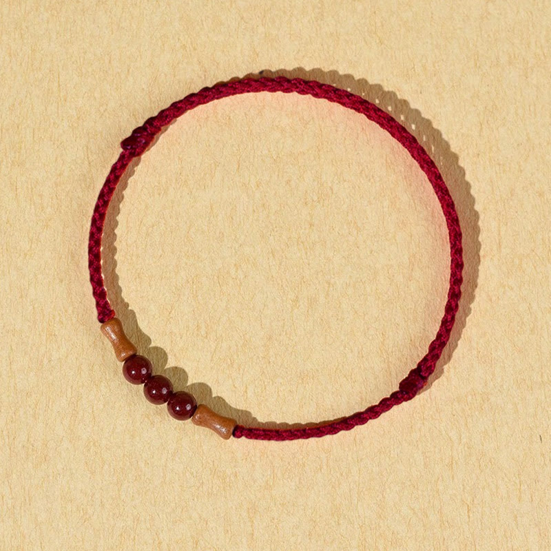 Fortune Jewel Cinnabar Beads Peach Wood Blessing String Bracelet