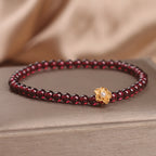 Fortune Jewel Natural 4mm Garnet Beads Flower Passion Bracelet