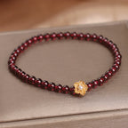 Fortune Jewel Natural 4mm Garnet Beads Flower Passion Bracelet