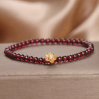 Fortune Jewel Natural 4mm Garnet Beads Flower Passion Bracelet