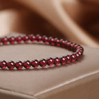 Fortune Jewel Natural 4mm Garnet Beads Flower Passion Bracelet