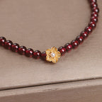 Fortune Jewel Natural 4mm Garnet Beads Flower Passion Bracelet