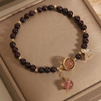 Fortune Jewel Natural 3mm Ultra-thin Garnet Strawberry Quartz Butterfly Calm Bracelet