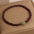 Fortune Jewel Natural 3mm Ultra-thin Garnet Hetian Jade Beads Stability Bracelet