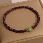 Fortune Jewel Natural 3mm Ultra-thin Garnet Hetian Jade Beads Stability Bracelet