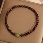 Fortune Jewel Natural 3mm Ultra-thin Garnet Hetian Jade Beads Stability Bracelet