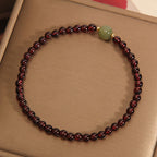 Fortune Jewel Natural 3mm Ultra-thin Garnet Hetian Jade Beads Stability Bracelet
