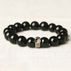 Fortune Jewel Black Obsidian Yin Yang Nine-Character Mantra Fulfilment Bracelet