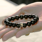 Fortune Jewel Black Obsidian Yin Yang Nine-Character Mantra Fulfilment Bracelet