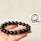 Fortune Jewel Black Obsidian Yin Yang Nine-Character Mantra Fulfilment Bracelet