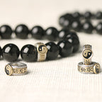 Fortune Jewel Black Obsidian Yin Yang Nine-Character Mantra Fulfilment Bracelet