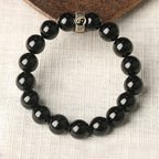 Fortune Jewel Black Obsidian Yin Yang Nine-Character Mantra Fulfilment Bracelet