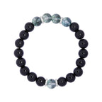 Fortune Jewel 925 Sterling Silver Black Obsidian Green Phantom Strength Bracelet