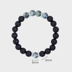 Fortune Jewel 925 Sterling Silver Black Obsidian Green Phantom Strength Bracelet