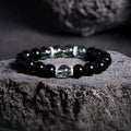 Fortune Jewel 925 Sterling Silver Black Obsidian Green Phantom Strength Bracelet
