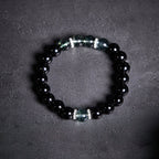 Fortune Jewel 925 Sterling Silver Black Obsidian Green Phantom Strength Bracelet