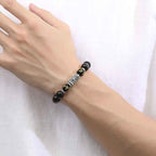 Fortune Jewel 999 Sterling Silver PiXiu Natural Black Obsidian Strength Bracelet