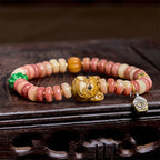 Fortune Jewel Natural Tibetan Camel Bone Purple Blood Beads Pug Luck Bracelet