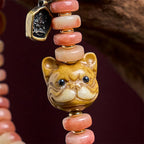 Fortune Jewel Natural Tibetan Camel Bone Purple Blood Beads Pug Luck Bracelet