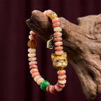 Fortune Jewel Natural Tibetan Camel Bone Purple Blood Beads Pug Luck Bracelet