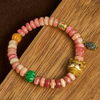 Fortune Jewel Natural Tibetan Camel Bone Purple Blood Beads Pug Luck Bracelet