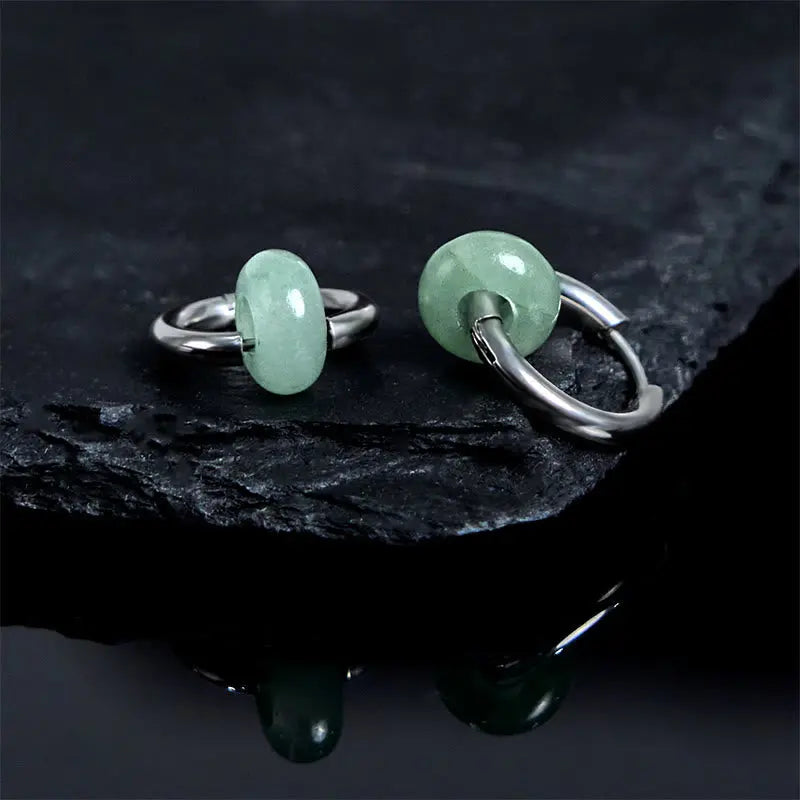 Fortune Jewel "Sending Calm and Elegance"Titanium Steel Jade Earrings Includes Gift Message Card Fortune Jewel