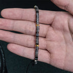 Fortune Jewel Natural Black Glitter Stone Courage Spacer Bead Bracelet