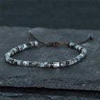 Fortune Jewel Natural Black Glitter Stone Courage Spacer Bead Bracelet