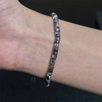 Fortune Jewel Natural Black Glitter Stone Courage Spacer Bead Bracelet