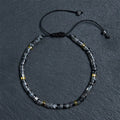 Fortune Jewel Natural Black Glitter Stone Courage Spacer Bead Bracelet