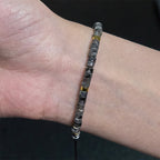 Fortune Jewel Natural Black Glitter Stone Courage Spacer Bead Bracelet