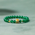 Fortune Jewel 999 Sterling Silver Lucky Bag Green Chalcedony Calm Bracelet