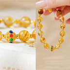 Fortune Jewel 925 Sterling Silver Fu Character Citrine Tiger Eye Protection Bracelet