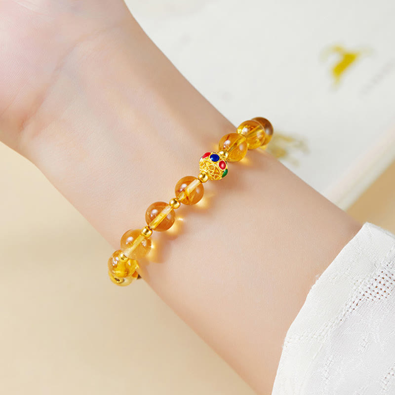 Fortune Jewel 925 Sterling Silver Fu Character Citrine Tiger Eye Protection Bracelet