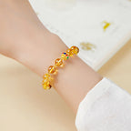 Fortune Jewel 925 Sterling Silver Fu Character Citrine Tiger Eye Protection Bracelet