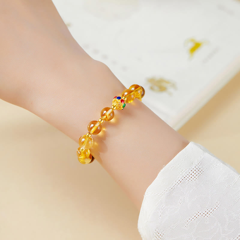 Fortune Jewel 925 Sterling Silver Fu Character Citrine Tiger Eye Protection Bracelet