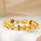 Fortune Jewel 925 Sterling Silver Fu Character Citrine Tiger Eye Protection Bracelet