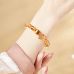 Fortune Jewel 925 Sterling Silver Gourd Fu Character Citrine Tiger Eye Prosperity Bracelet