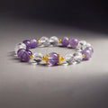 Fortune Jewel 925 Sterling Silver Natural Amethyst White Crystal Balance Bracelet