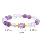 Fortune Jewel 925 Sterling Silver Natural Amethyst White Crystal Balance Bracelet