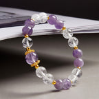 Fortune Jewel 925 Sterling Silver Natural Amethyst White Crystal Balance Bracelet
