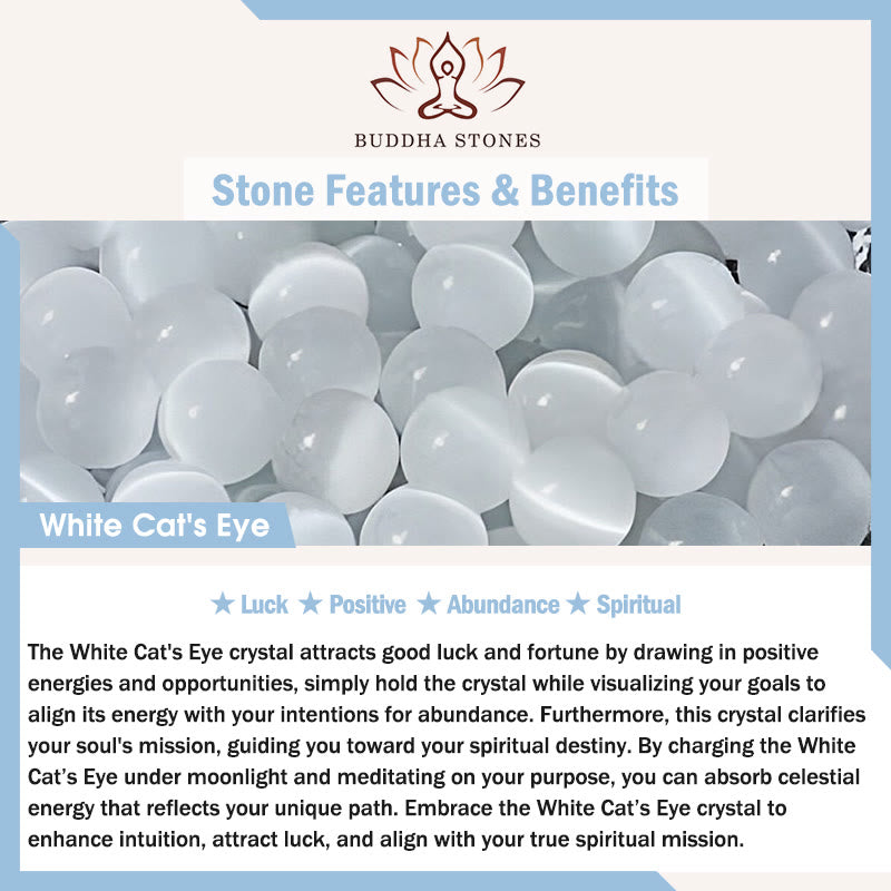 Fortune Jewel Cat Head White Cat's Eye Silver Sheen Obsidian Positive Bracelet - Fortune Jewel