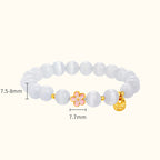 Fortune Jewel 925 Sterling Silver Natural Peach Blossom White Cat's Eye Positive Bracelet
