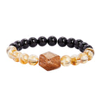 Fortune Jewel Natural Black Obsidian Citrine Super Seven Crystal Strength Bracelet