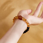 Fortune Jewel Natural Black Obsidian Citrine Super Seven Crystal Strength Bracelet