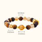 Fortune Jewel 999 Sterling Silver Natural Citrine Tiger Eye Peace Buckle Protection Bracelet