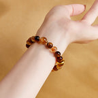 Fortune Jewel 999 Sterling Silver Natural Citrine Tiger Eye Peace Buckle Protection Bracelet