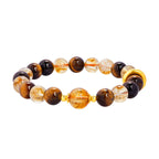 Fortune Jewel 999 Sterling Silver Natural Citrine Tiger Eye Peace Buckle Protection Bracelet