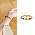 Fortune Jewel 999 Sterling Silver Natural Citrine Red Agate Hetian Jade Beads Protection Bracelet