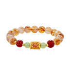 Fortune Jewel 999 Sterling Silver Natural Citrine Red Agate Hetian Jade Beads Protection Bracelet